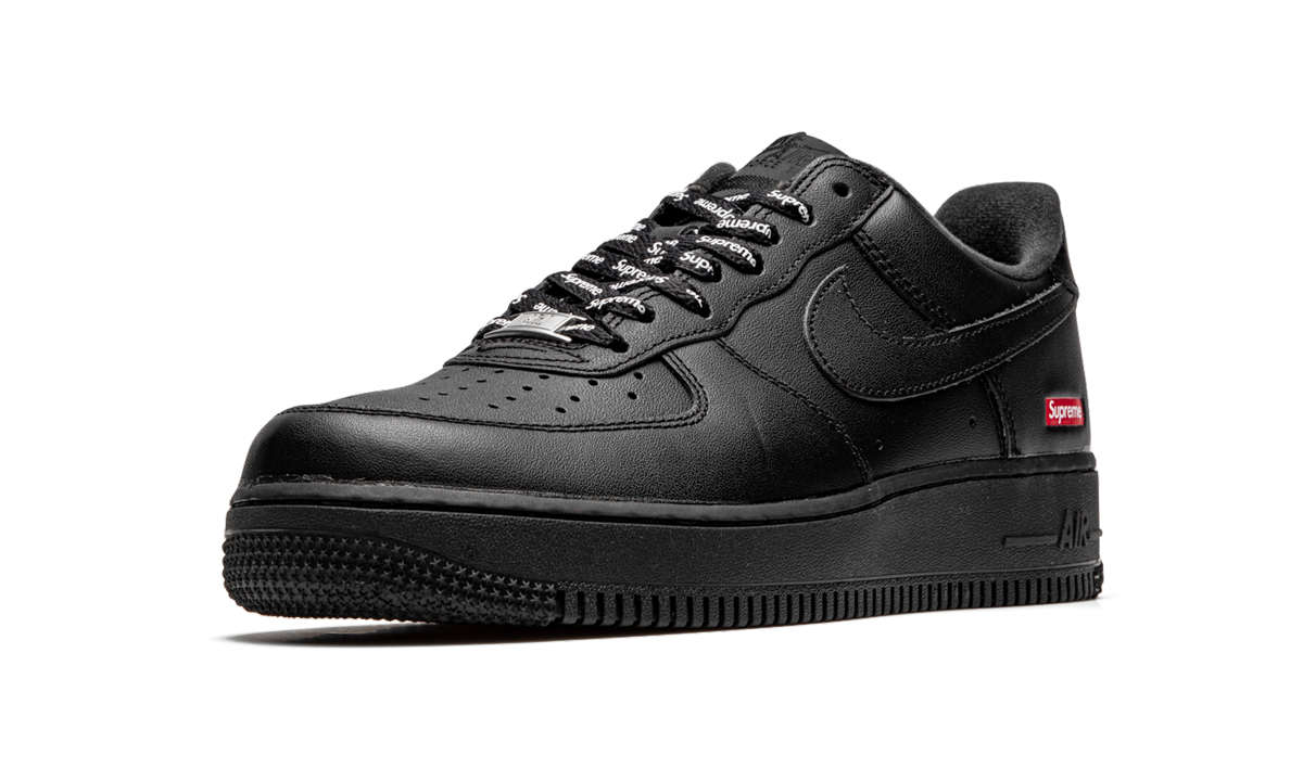 Mens Nike Air Force 1 Low Supreme - Mini Box Logo Black Black Black Black/Black - View 4 - CU9225 001