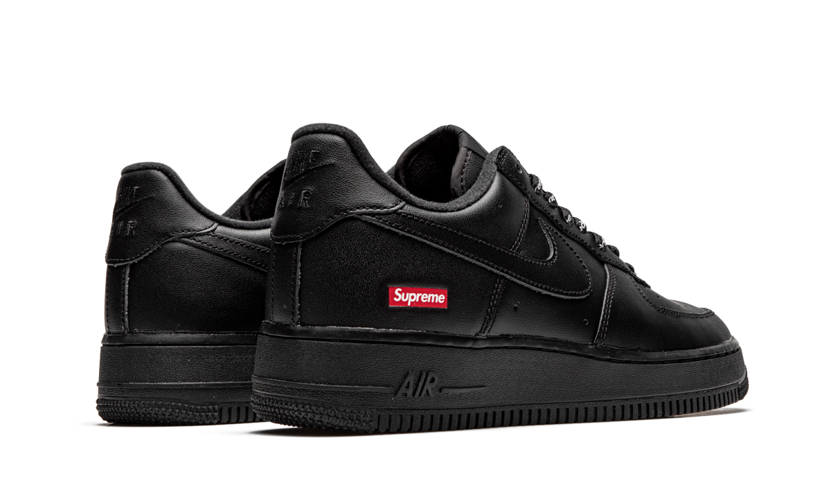 Mens Nike Air Force 1 Low Supreme - Mini Box Logo Black Black Black Black/Black - View 3 - CU9225 001