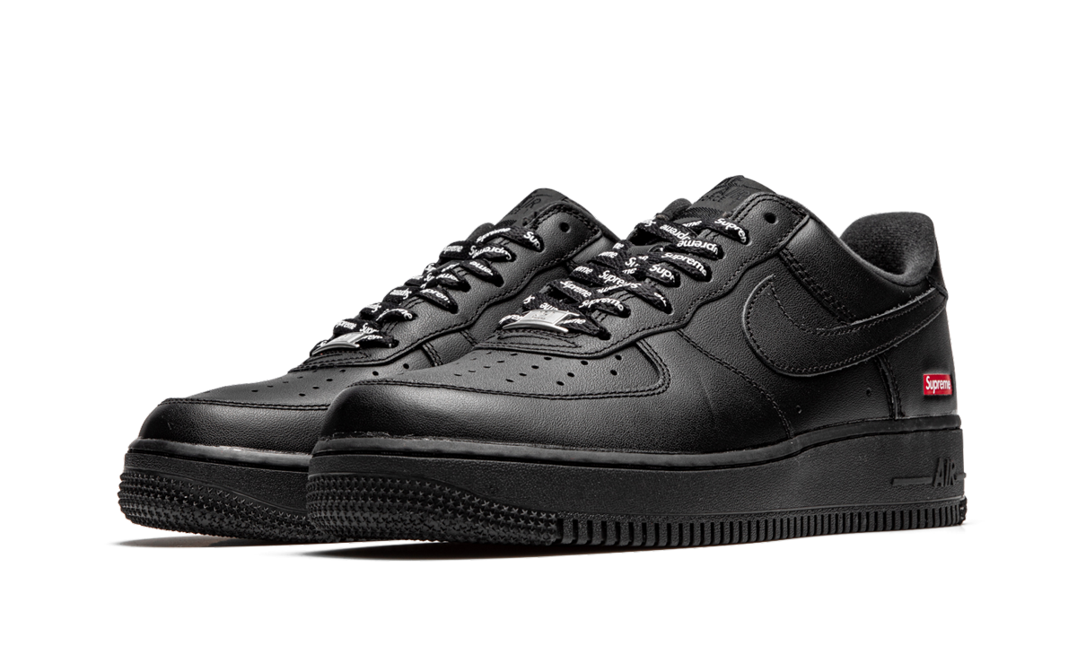 Mens Nike Air Force 1 Low Supreme - Mini Box Logo Black Black Black Black/Black - View 2 - CU9225 001